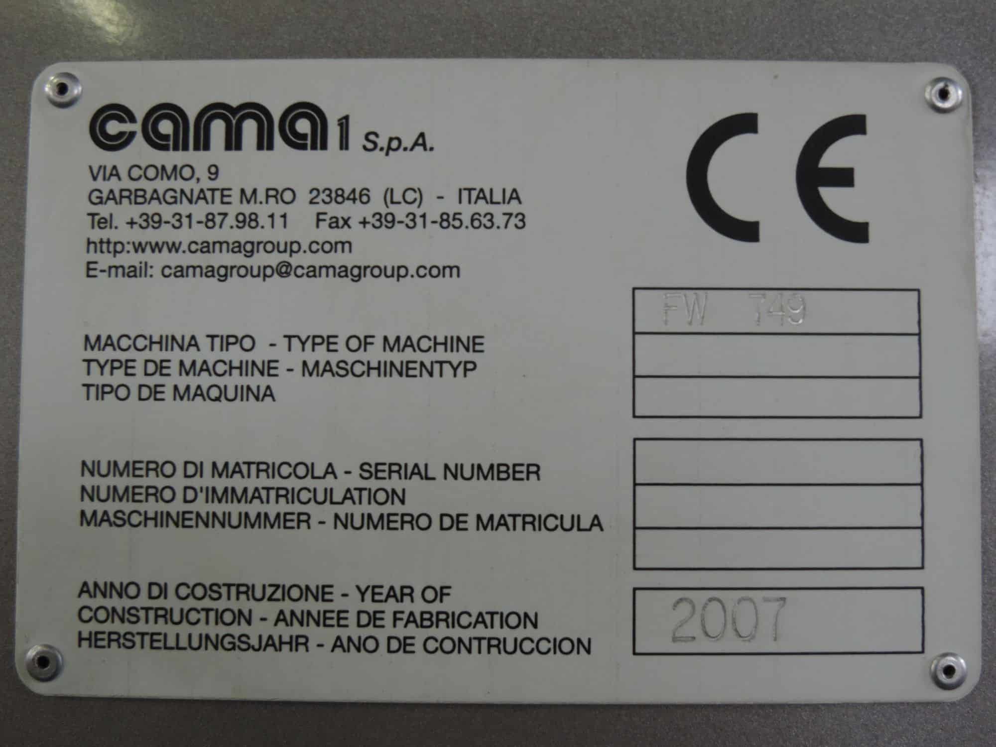 Plaque signalétique of Cama Group FW 749