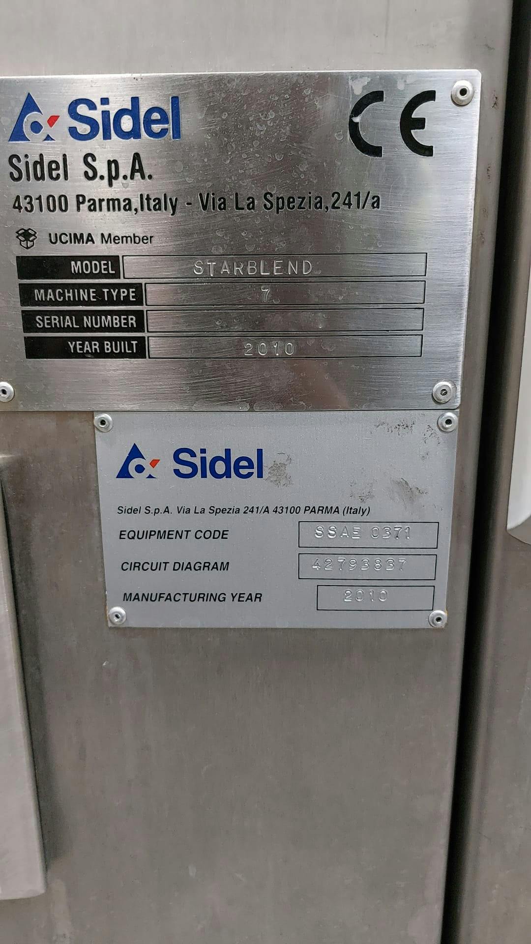 Plaque signalétique of SIDEL Starblend