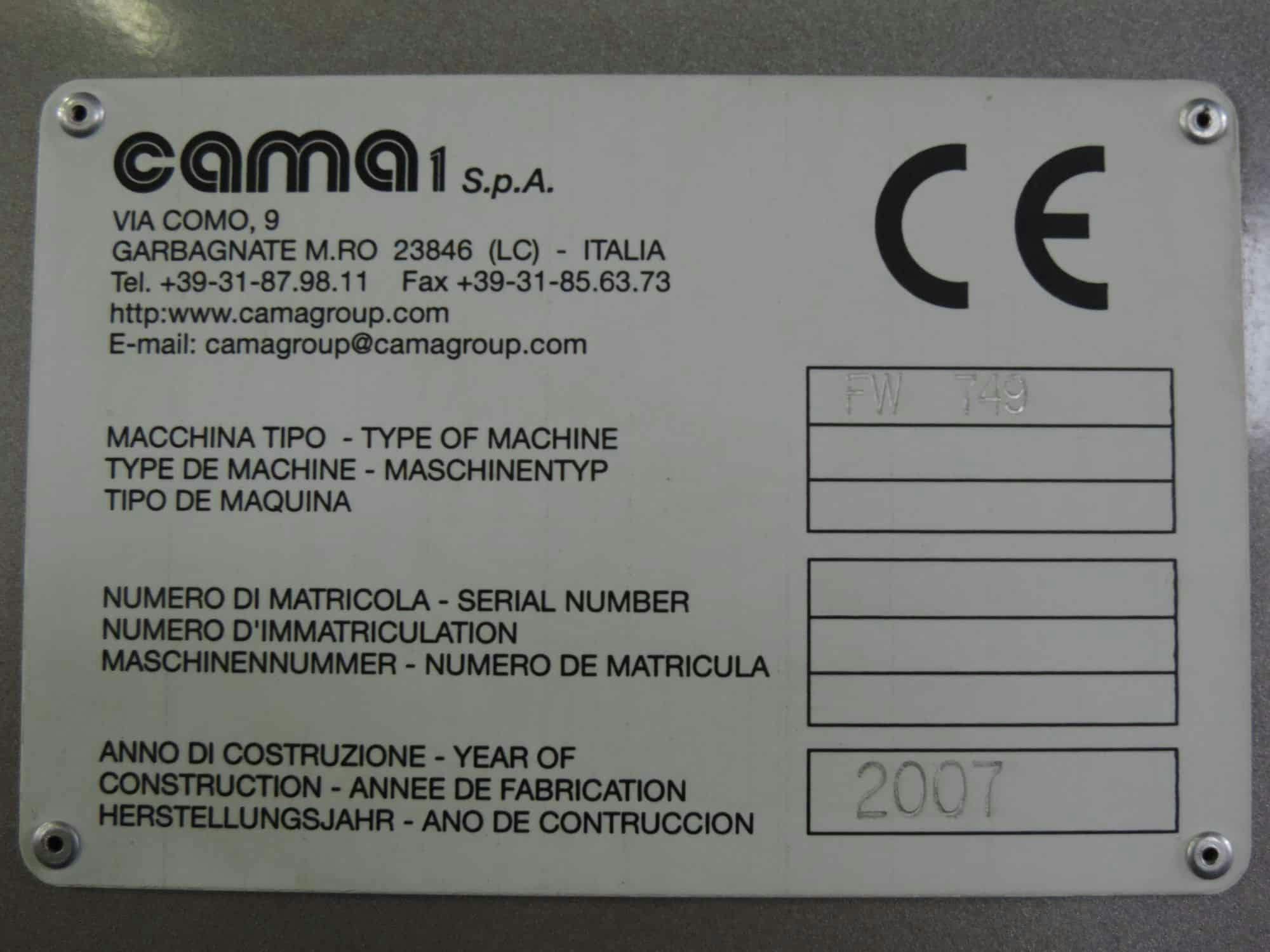 Plaque signalétique of Cama Group FW 749